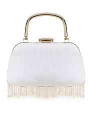 Pochette Faux Silk Pearl Embellished Clutch