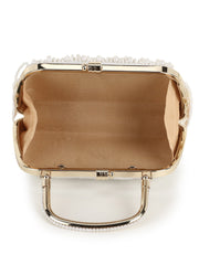 Pochette Faux Silk Pearl Embellished Clutch