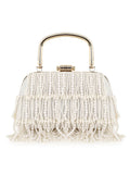 Pochette Faux Silk Pearl Embellished Clutch
