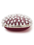Dangle Velvet Pearl Embellished Clutch