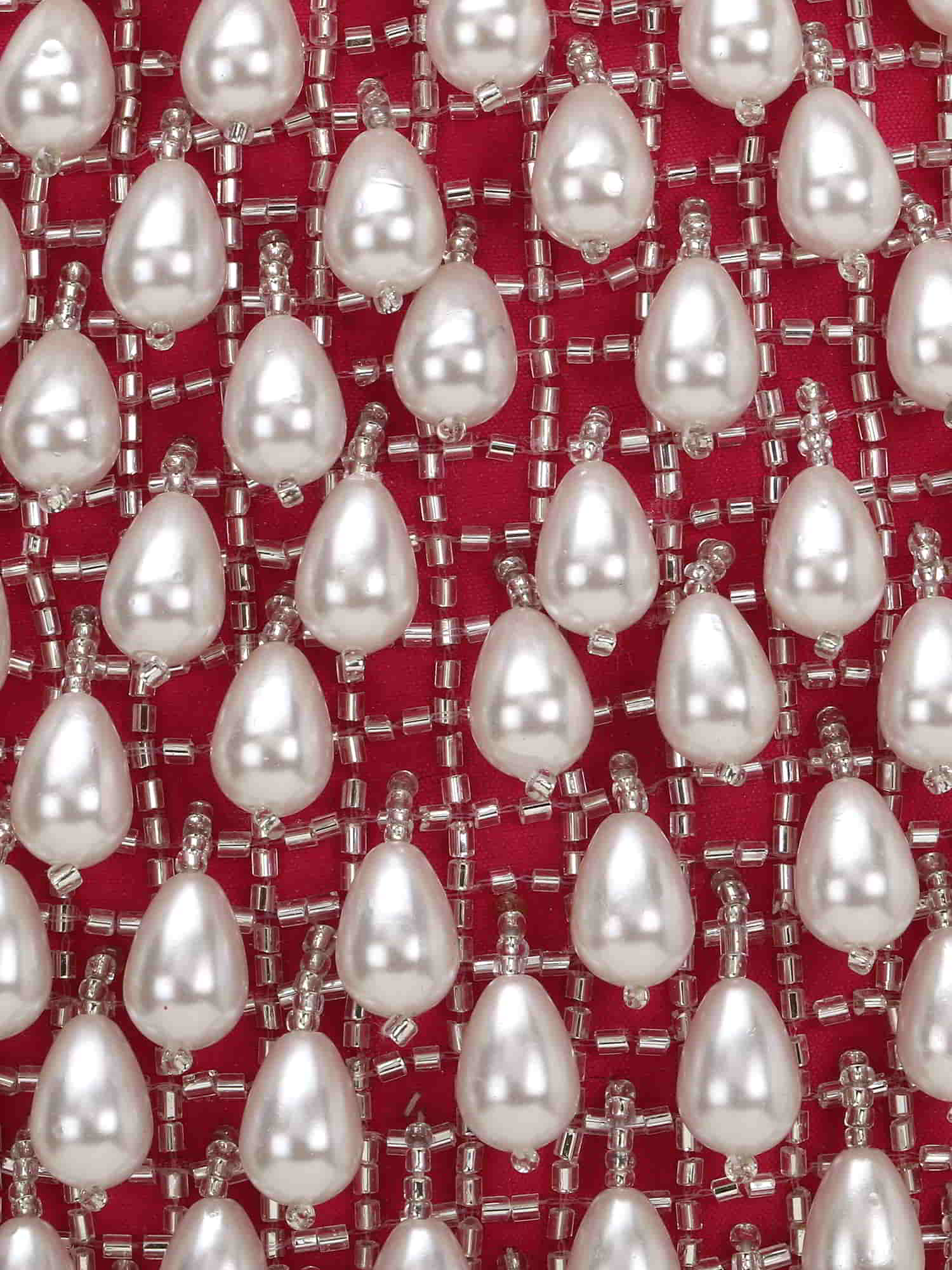 Dangle Velvet Pearl Embellished Clutch