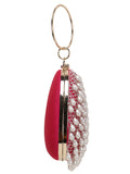 Dangle Velvet Pearl Embellished Clutch