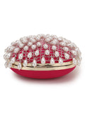 Dangle Velvet Pearl Embellished Clutch