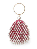 Dangle Velvet Pearl Embellished Clutch
