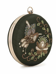 Gala Faux Silk Quirky Embellished Clutch