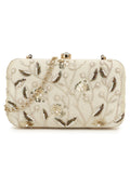 Adorn Botanical Embellished Faux Silk Clutch