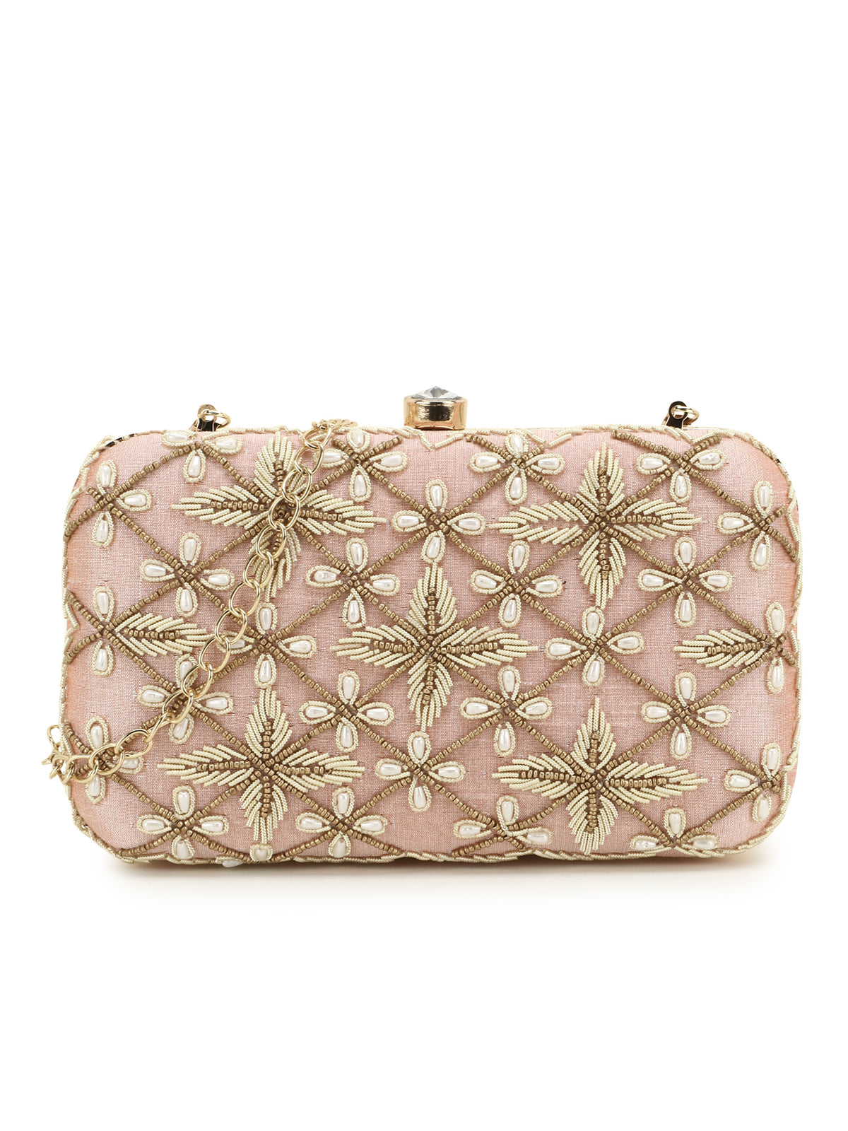 Adorn Embellished Faux Silk Clutch
