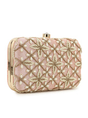 Adorn Embellished Faux Silk Clutch