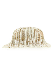 Dangle Embellished Faux Silk Clutch