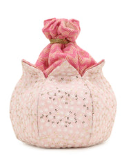 Lotus  Embroidered Faux Silk Potli