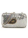 Adorn Embellished Faux Silk Clutch