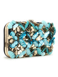 Adorn Navy Embellished Velvet Clutch