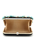 Adorn Navy Embellished Velvet Clutch