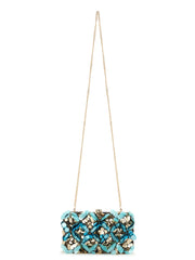Adorn Navy Embellished Velvet Clutch