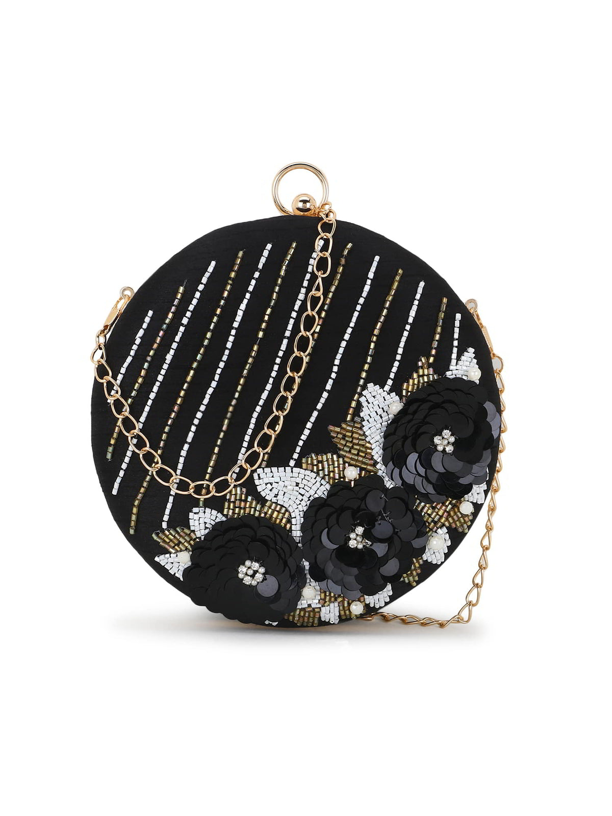 Gala Faux Silk Floral Embellished Clutch