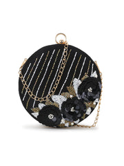 Gala Faux Silk Floral Embellished Clutch