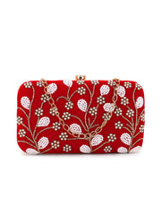 Adorn Velvet Floral Embellished Clutch