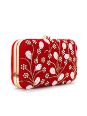 Adorn Velvet Floral Embellished Clutch
