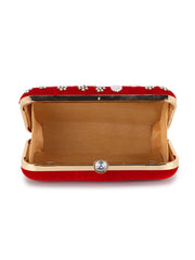 Adorn Velvet Floral Embellished Clutch