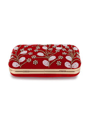 Adorn Velvet Floral Embellished Clutch