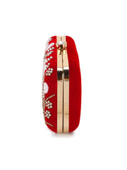 Adorn Velvet Floral Embellished Clutch