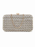 Adorn Chevron Embellished Faux Silk Clutch