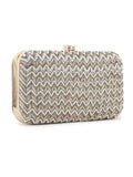 Adorn Chevron Embellished Faux Silk Clutch