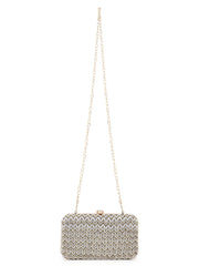 Adorn Chevron Embellished Faux Silk Clutch