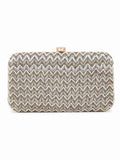 Adorn Chevron Embellished Faux Silk Clutch