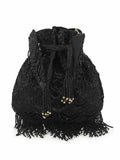Dangle Embellished Faux Silk Potli