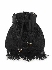 Dangle Embellished Faux Silk Potli