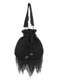Dangle Embellished Faux Silk Potli