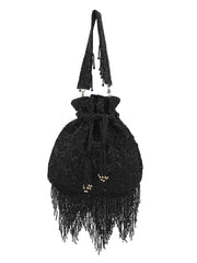 Dangle Embellished Faux Silk Potli