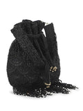Dangle Embellished Faux Silk Potli
