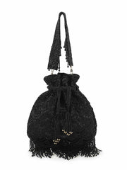 Dangle Embellished Faux Silk Potli
