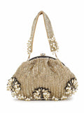 Pochette Chevron & Floral  Embellished Faux Silk Clutch