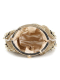 Pochette Chevron & Floral  Embellished Faux Silk Clutch