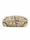 Pochette Chevron & Floral  Embellished Faux Silk Clutch