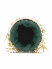 Dangle Chevron Embellished Velvet Potli