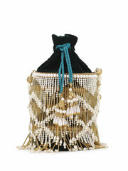 Dangle Chevron Embellished Velvet Potli