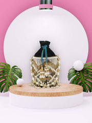 Dangle Chevron Embellished Velvet Potli