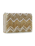 Coffer Chevron Embellished Velvet Clutch