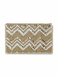 Coffer Chevron Embellished Velvet Clutch