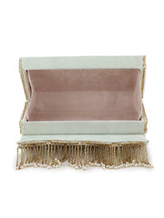 Coffer Chevron Embellished Velvet Clutch