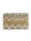 Coffer Chevron Embellished Velvet Clutch