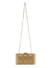 Adorn Striped Embellished Faux Silk Clutch