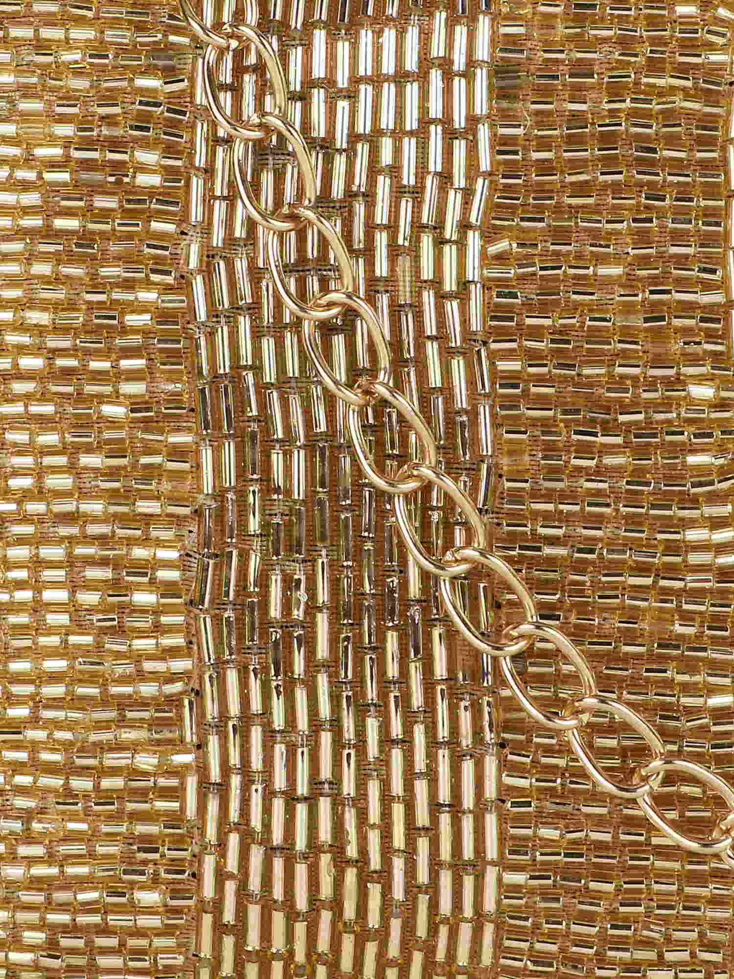 Adorn Striped Embellished Faux Silk Clutch