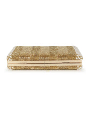 Adorn Striped Embellished Faux Silk Clutch