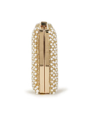 Adorn Striped Embellished Faux Silk Clutch