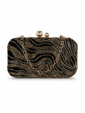 Adorn Abstract Embellished Velvet Clutch